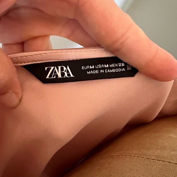 Zara mauve pale pink silk look long sleeve blouse medium - Picture 5 of 9